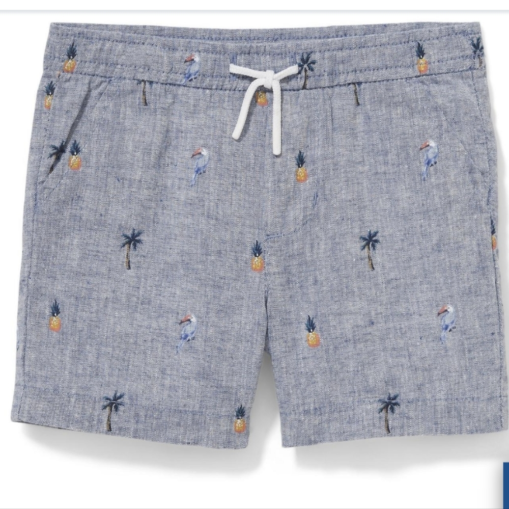 Janie & Jack Tropical Print Chambray Pull-On Short 0-3 Months